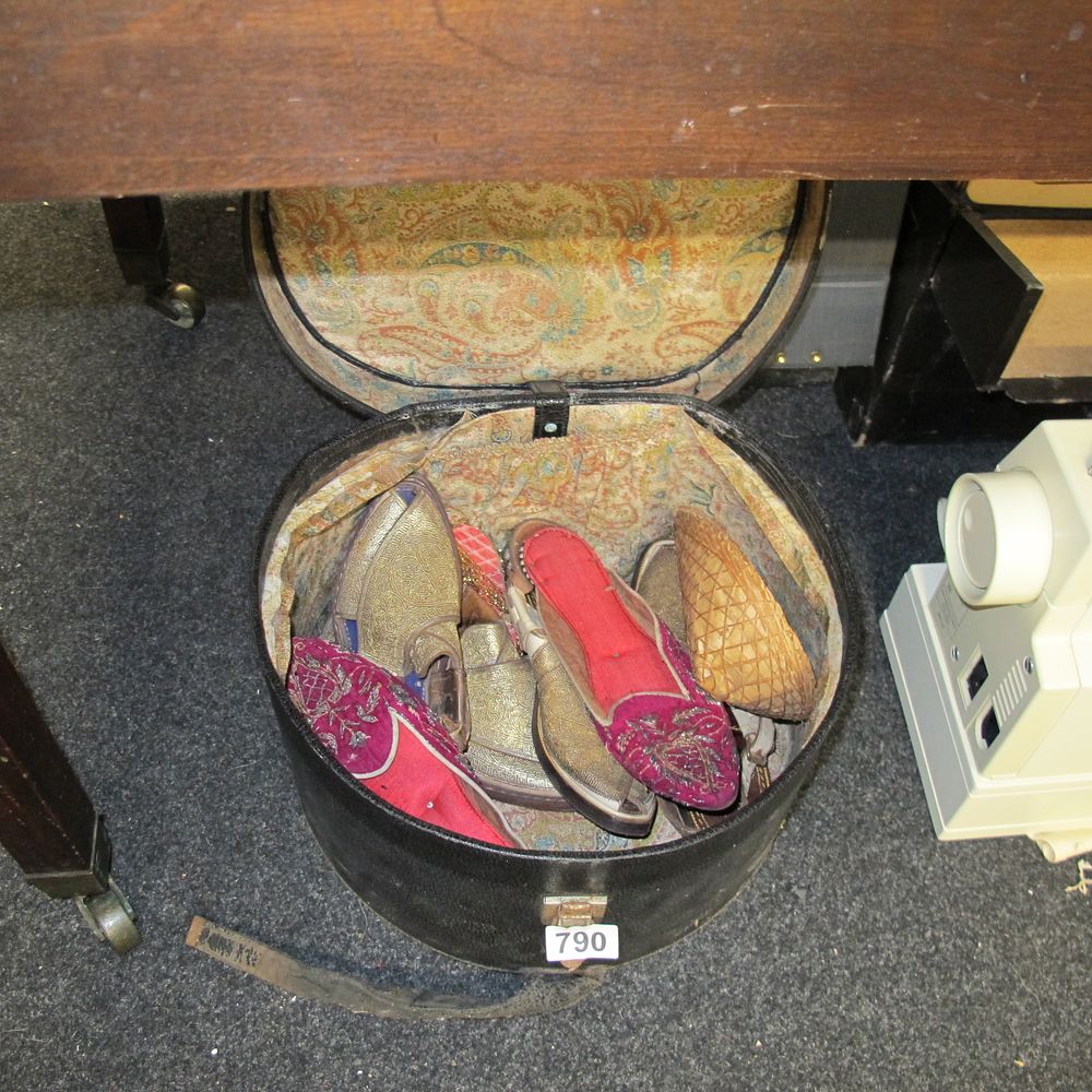 Lot 790: Travel Case with Assorted Pairs of Slippers