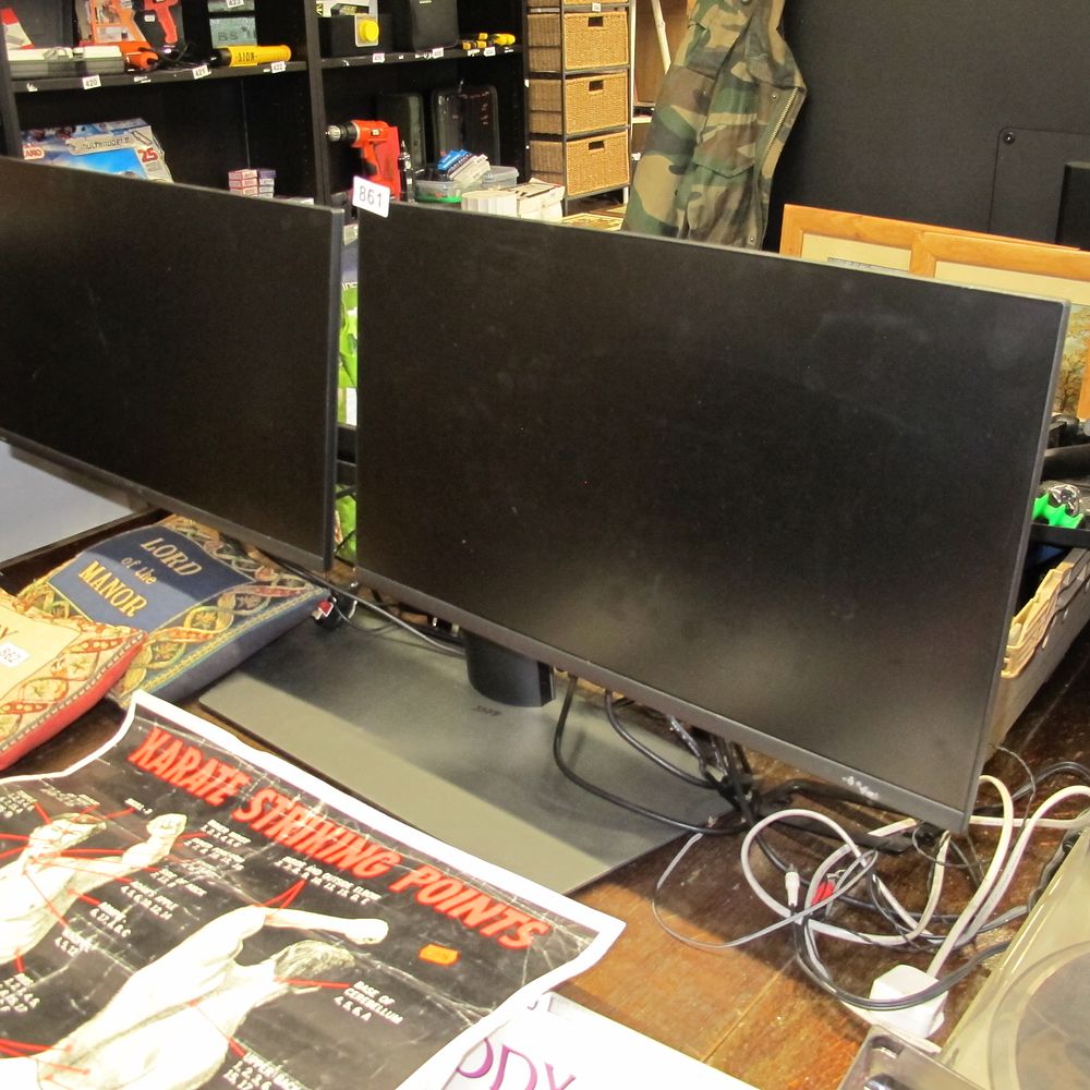 Lot 861: Pair of Black Flat-Screen Computer Monitors