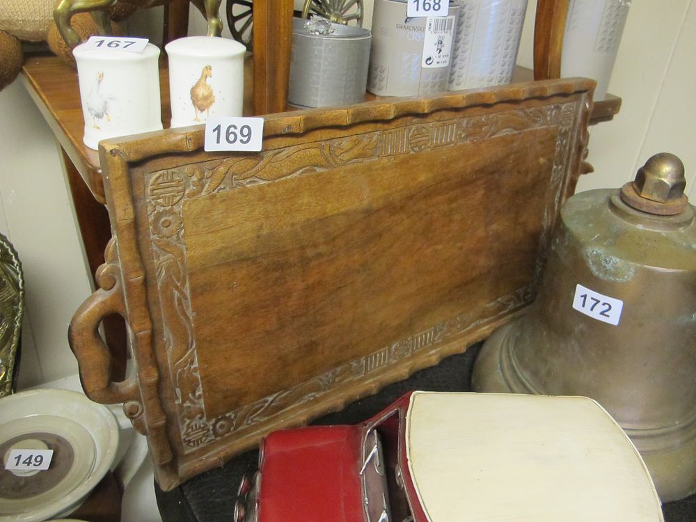 Lot 169: A Carved Hardwood East Asian-Style Tray