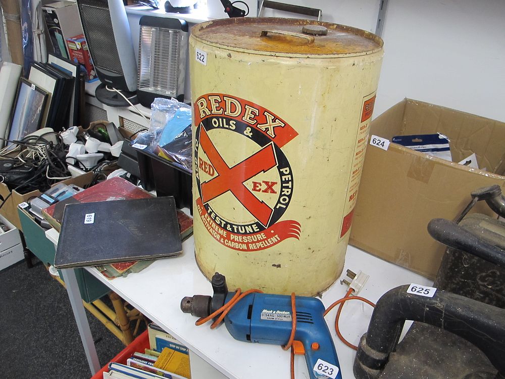 Lot 622: Vintage Redex Oils & Petrol Industrial Drum