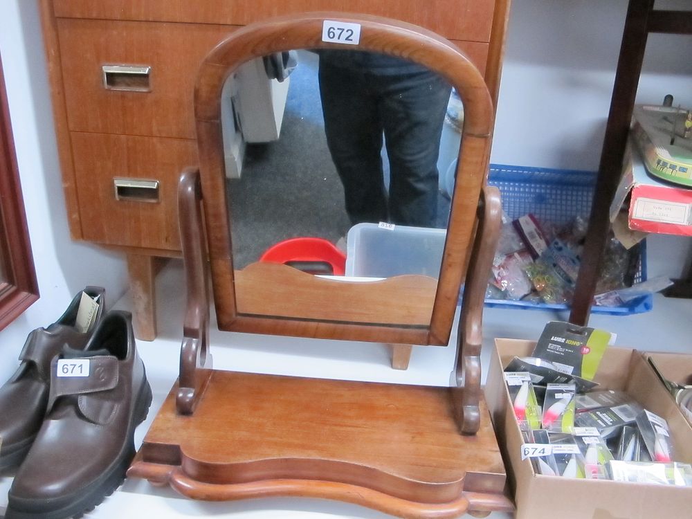 Lot 672: A Mid-20th Century Hardwood Tabletop Swing Mirror