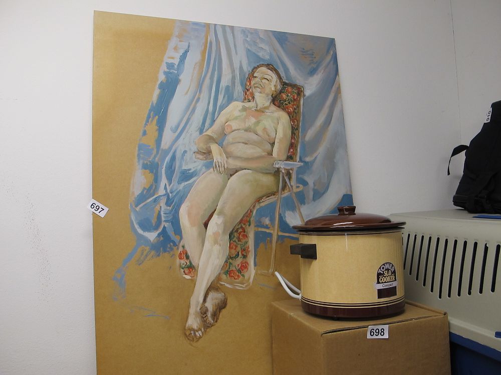 Lot 697: A Modern Figurative Painting of a Reclining Nude