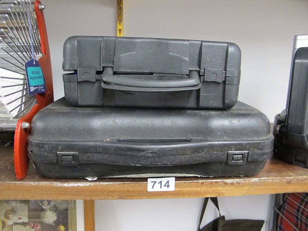 Lot 714: A Pair of Modern Black Plastic Utility Cases