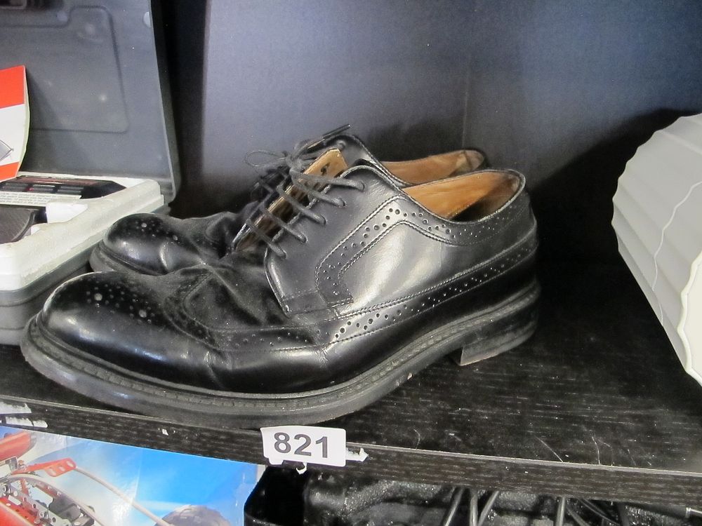 Lot 821: A Pair of Men's Black Leather  Brogue Dress...