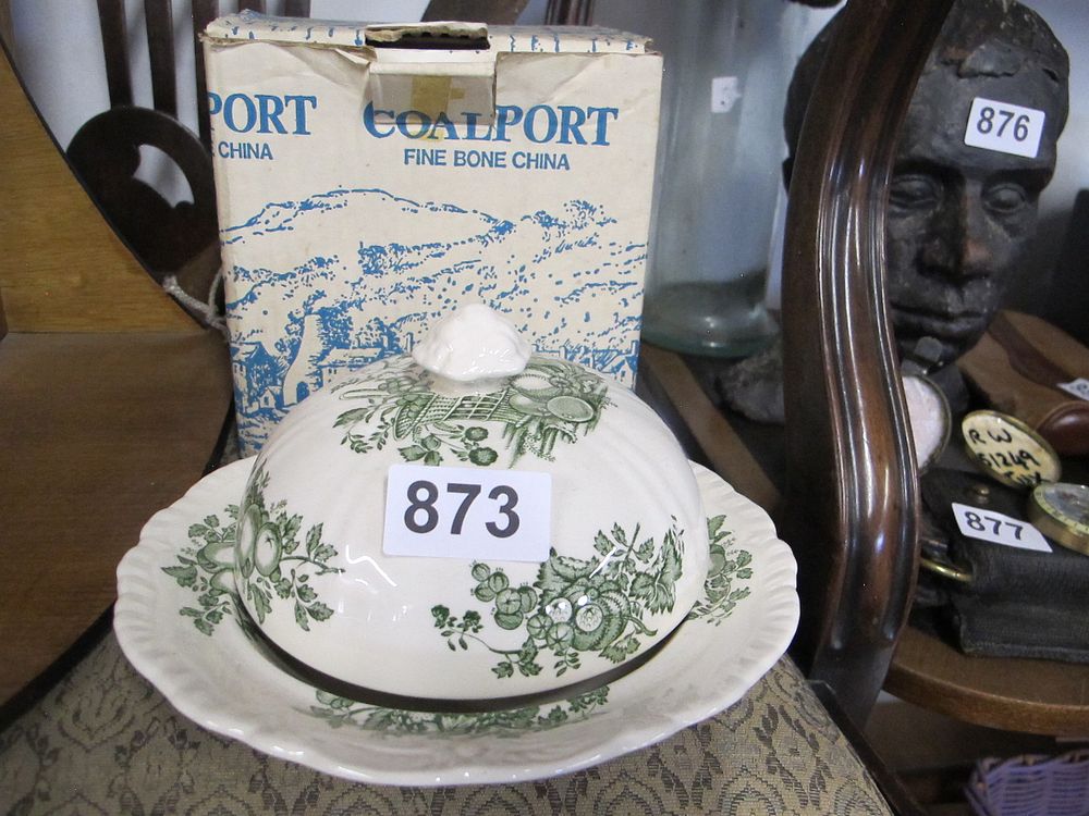 Lot 873: A Coalport Fine Bone China Green Transfer-Printed Lidded...