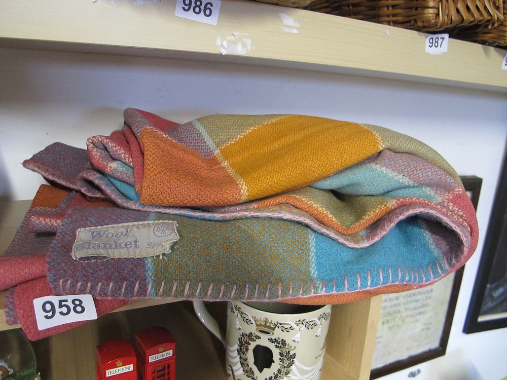 Lot 958: A Multi-Colored Plaid Wool Blanket