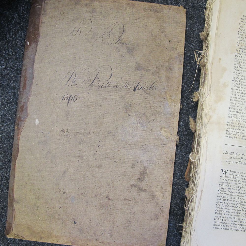 Lot 159: Early 19th Century Thread-Bound Religious Volume, Inscribed 'Peter...