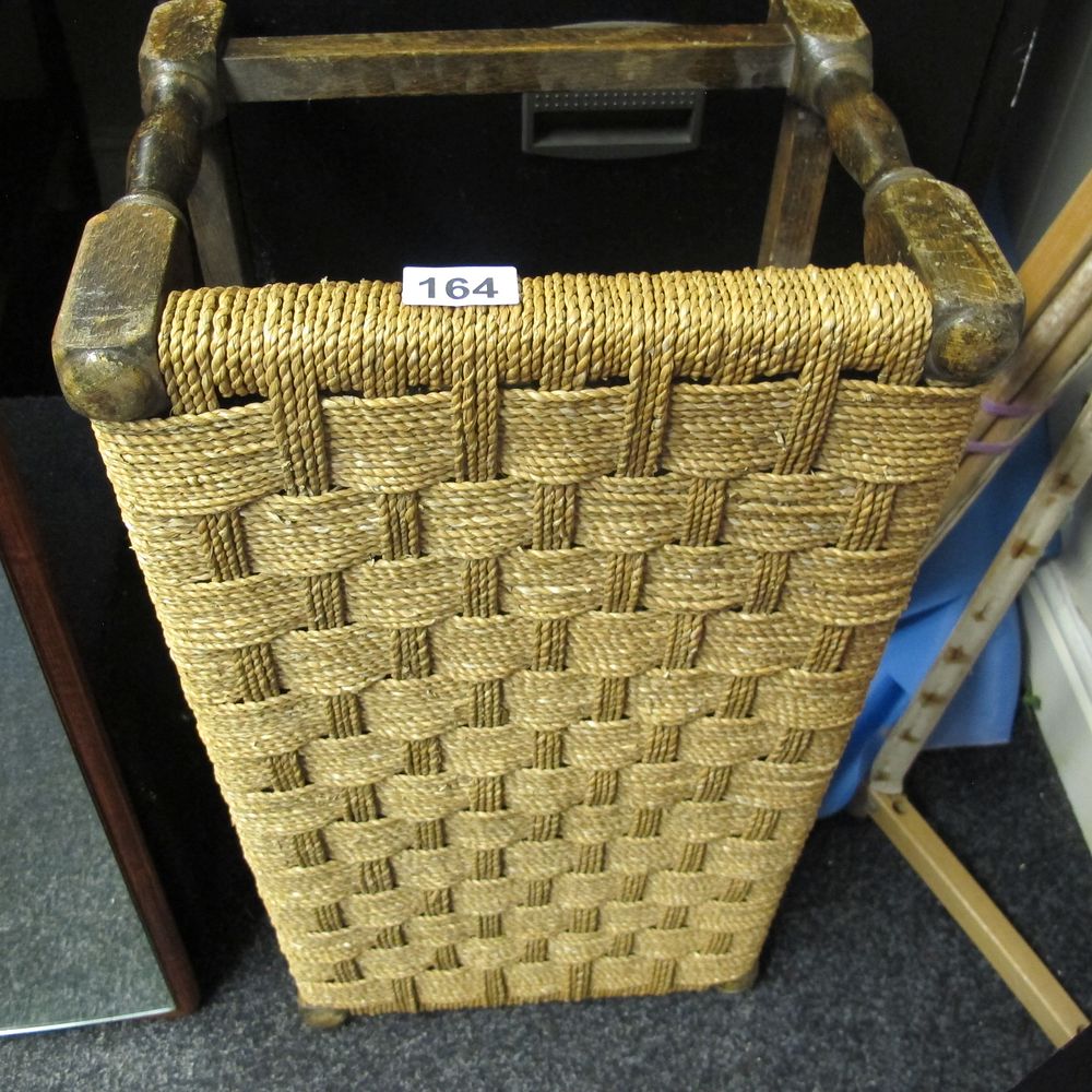 Lot 164: A Rustic Style Turned Wood and Woven Rush...