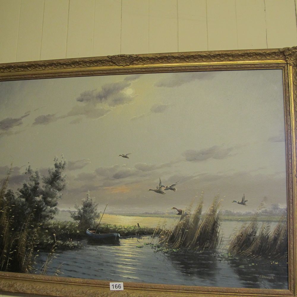 Lot 166: Gien Brouwer (Dutch, b. 1944), Ducks in Flight...