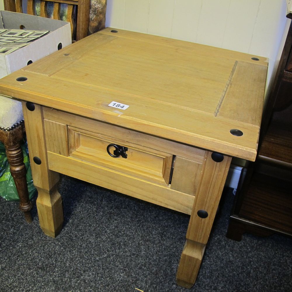 Lot 184: Mexican Pine Corona Style End Table with Drawer
