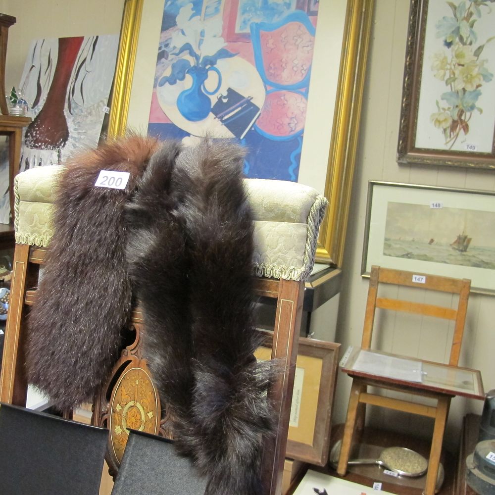 Lot 200: A Vintage Dark Brown Fox Fur Stole plus...