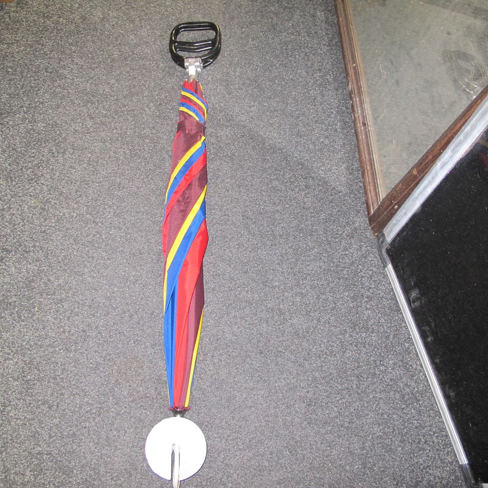 Lot 232: Modern Striped Canopy Golf Umbrella with Looped Handle
