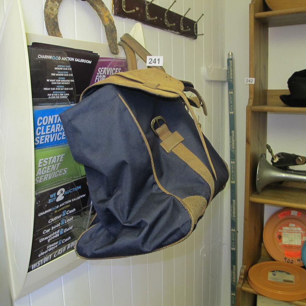 Lot 241: Vintage-style Navy Blue Canvas and Tan Trim Travel...