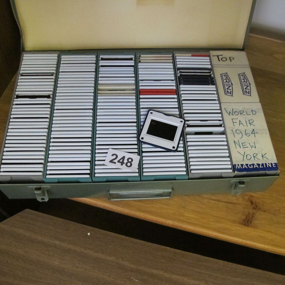 Lot 248: Vintage Metal Slide Storage Case with 35mm Slides,...