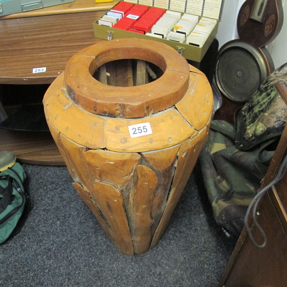 Lot 255: Vintage African wooden vase for sticks and brollies