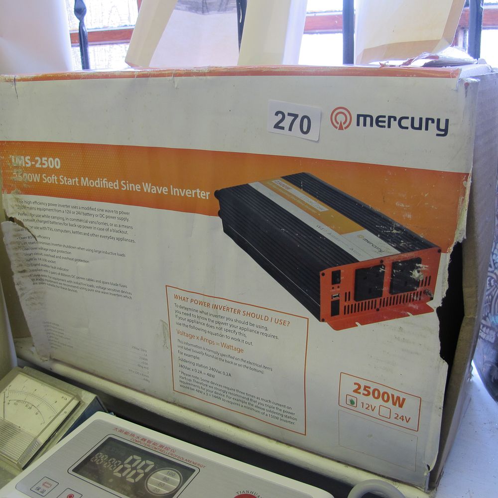 Lot 270: Mercury UMS-2500 2500W Soft Start Modified Sine Wave...