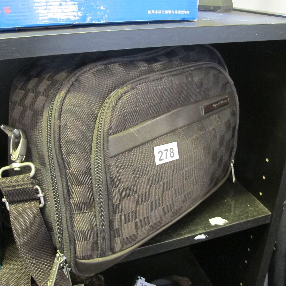 Lot 278: SAVEBAG Dark Grey/Black Checkered Textile Shoulder/Messenger Bag