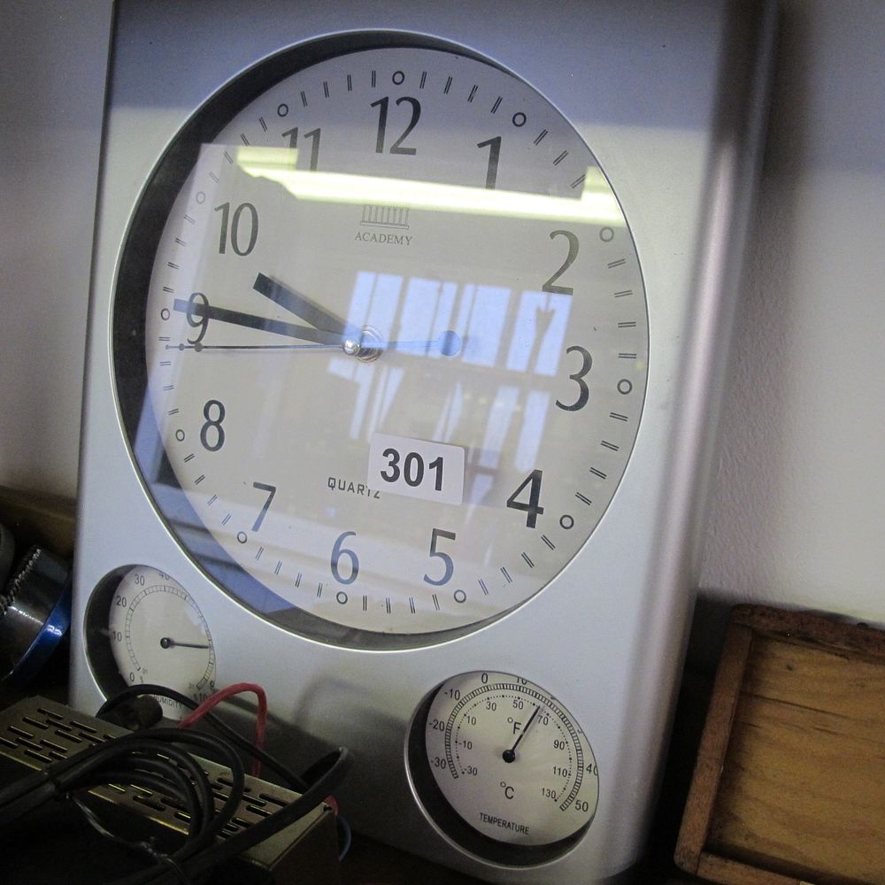 Lot 301: Academy Quartz Weather Station Wall Clock