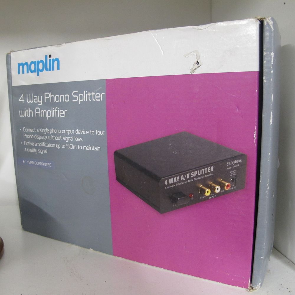 Lot 373: Maplin Shinybow SB-3714 4 Way A/V Phono Splitter...