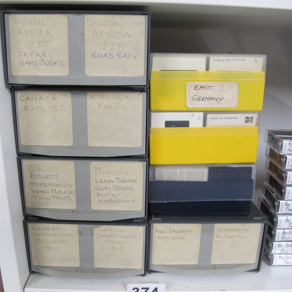 Lot 374: A Collection of Vintage Slide Carousels, Slide Boxes,...