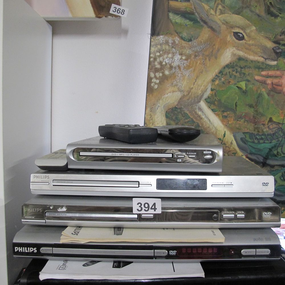 Lot 394: Lot of 4 Philips DVD Players. Some with...