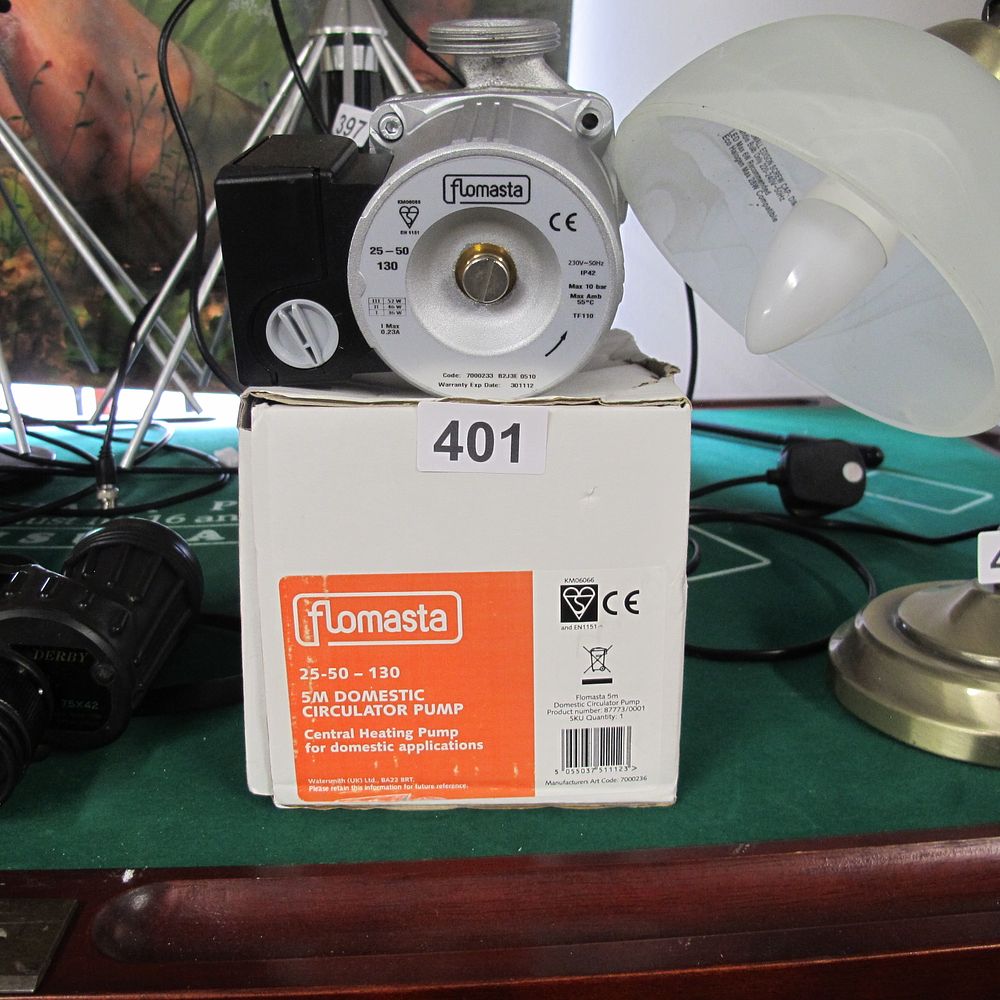 Lot 401: A Flomasta 5M Domestic Central Heating Circulator Pump,...