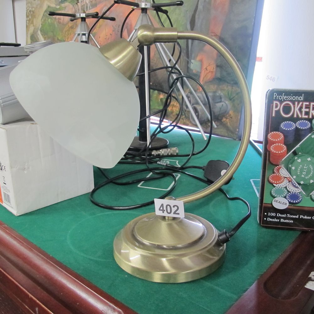 Lot 402: A Contemporary Brass-Tone Gooseneck Desk Lamp