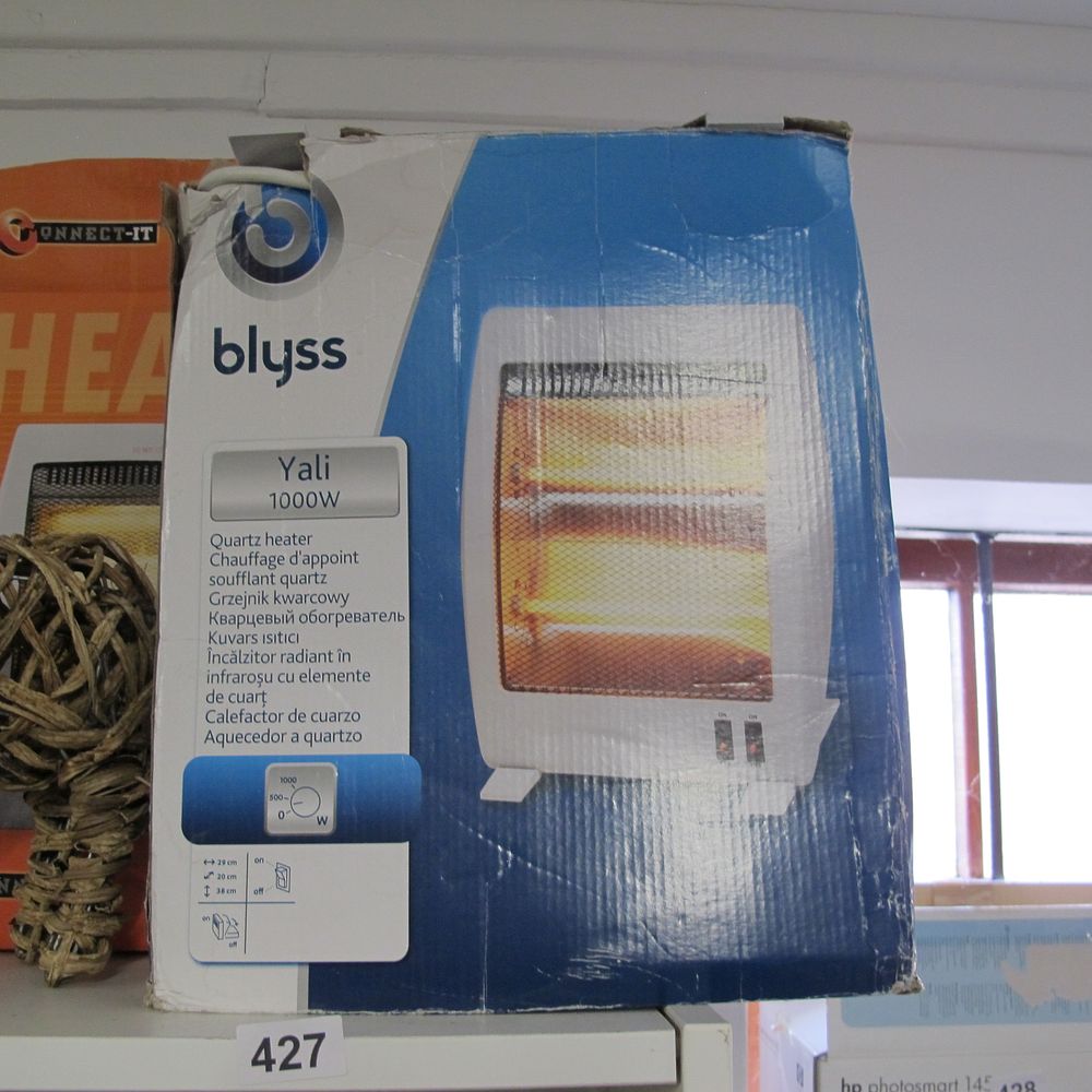 Lot 427: Blyss Yali 1000W Quartz Heater, New in Box...