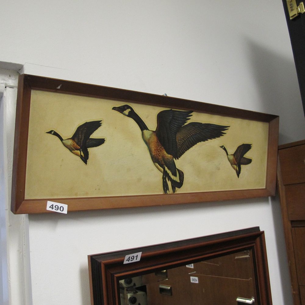 Lot 490: Vintage Framed Collage of Canada Geese
