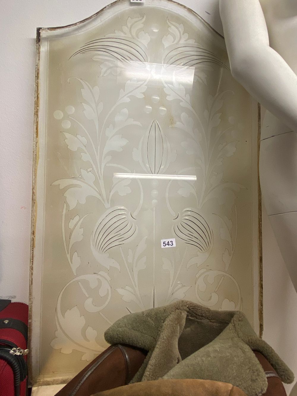 Lot 543: A reclaimed public house  Victorian Etched Glass Arched...