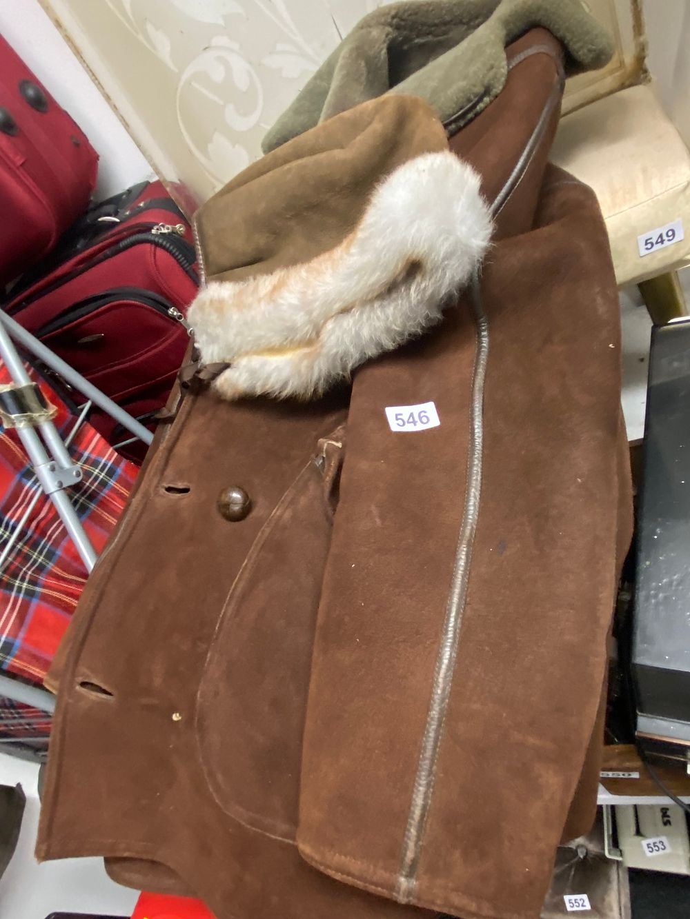 Lot 546: Vintage 1970s Brown Shearling Sheepskin Coat with Matching...