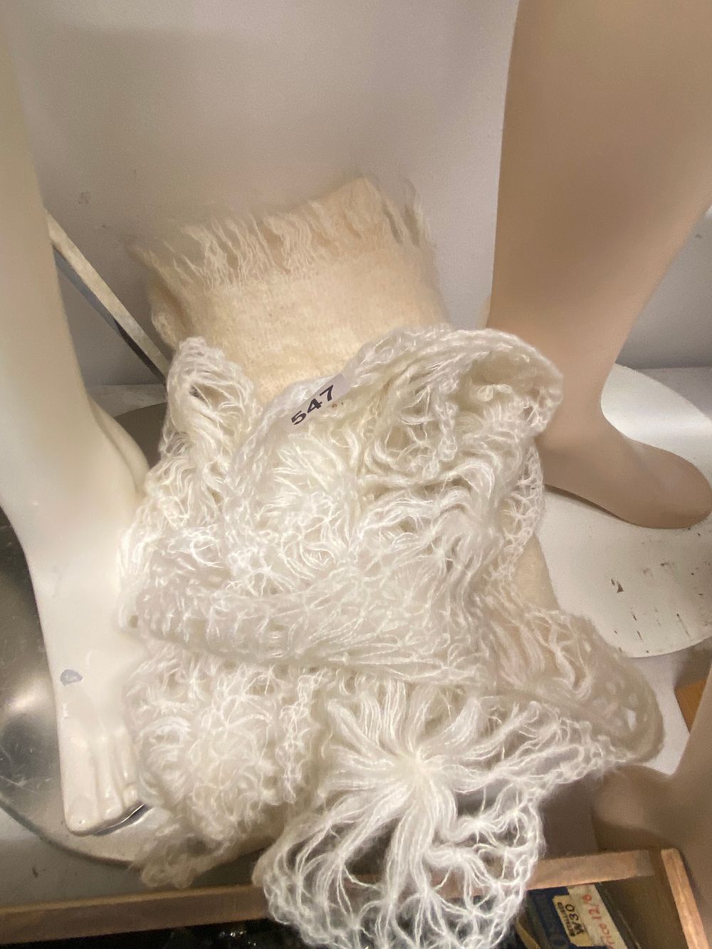 Lot 547: A Vintage White Shaggy Textile Garment or Accessory...
