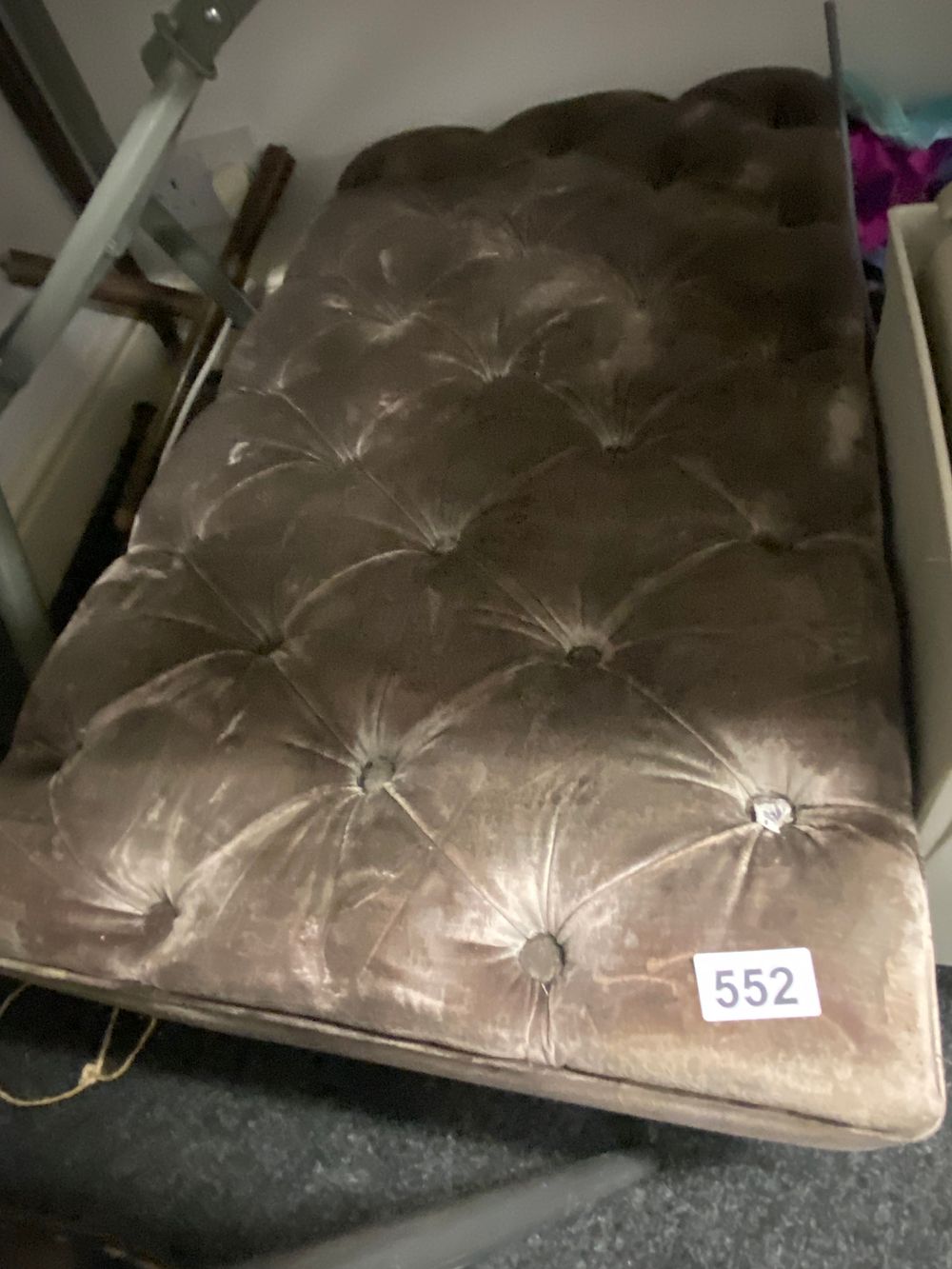 Lot 552: A Contemporary Chesterfield Style Tufted Velvet Upholstered Headboard...