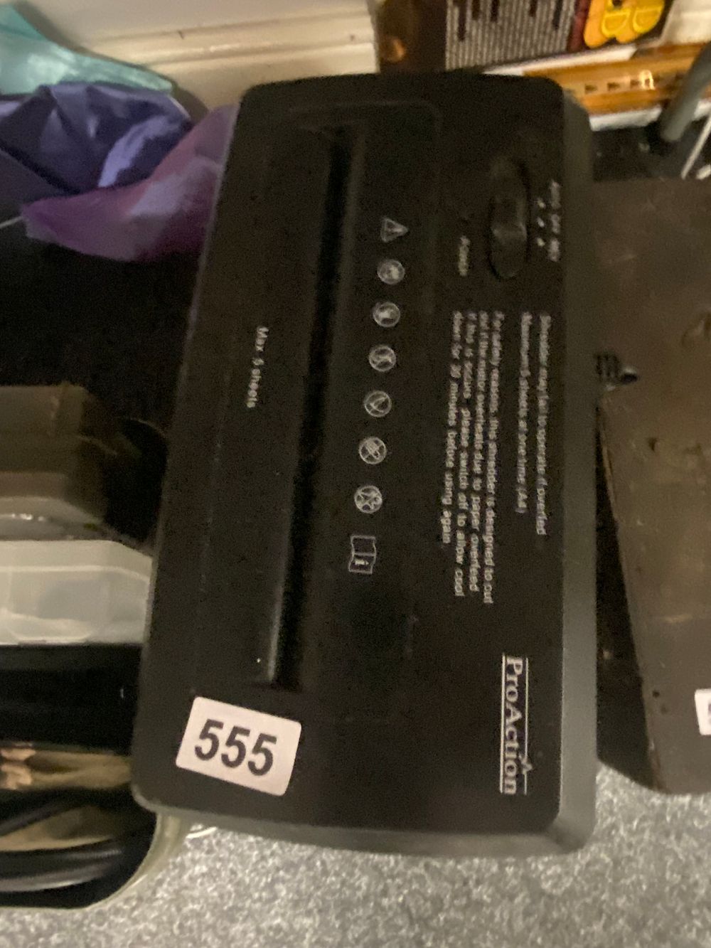 Lot 555: ProAction VS506P 5 Sheet Paper Shredder
