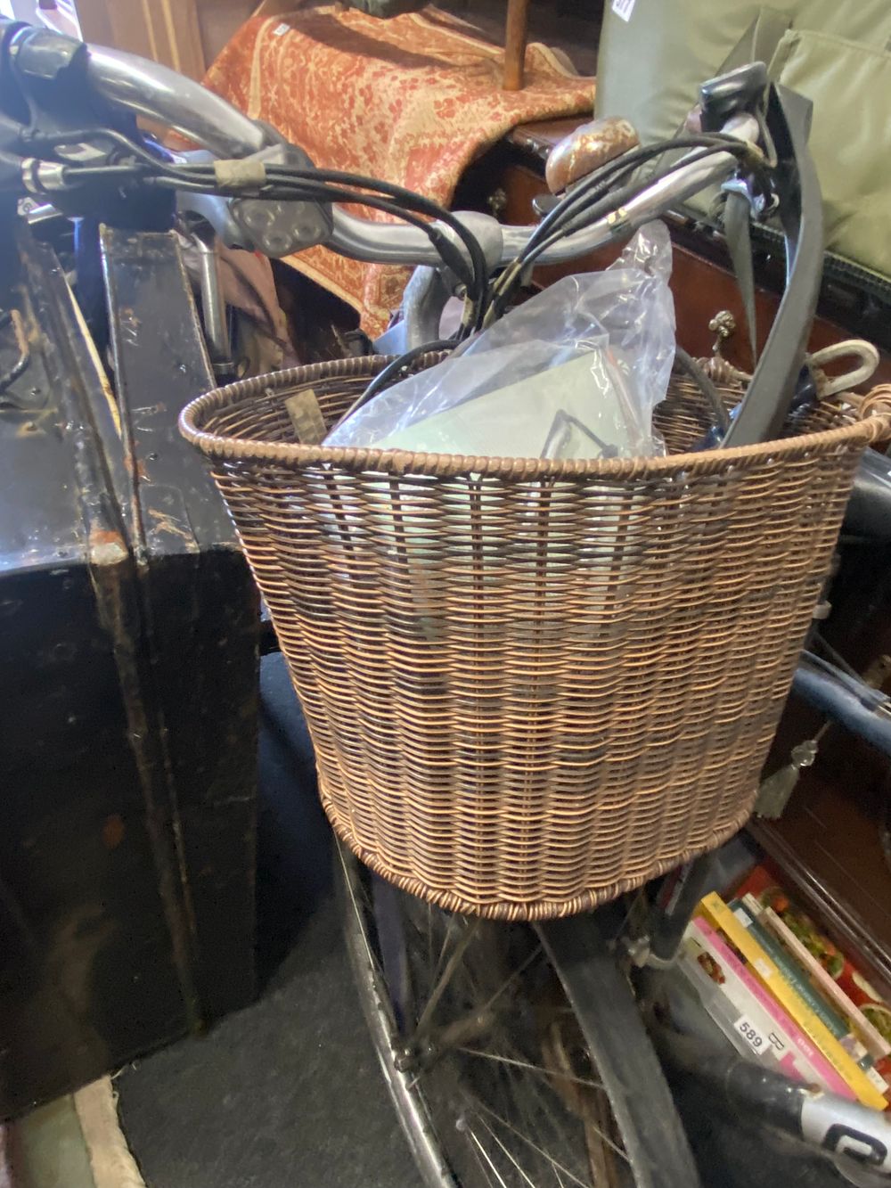 Lot 583: Used Commuter electric Bicycle with Woven Front Basket...
