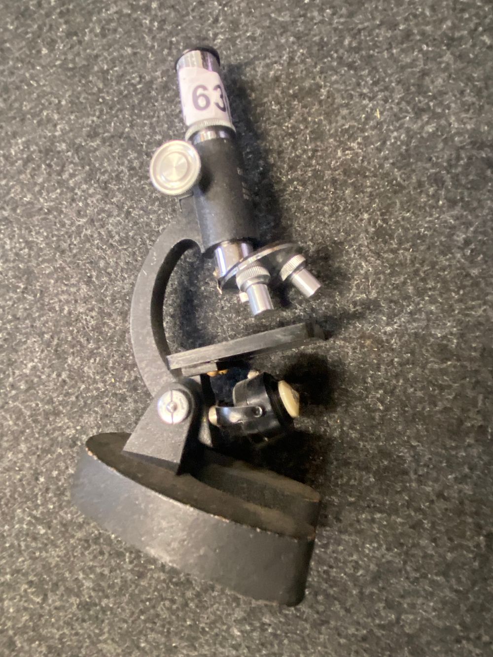 Lot 638: Vintage Black Compound Microscope