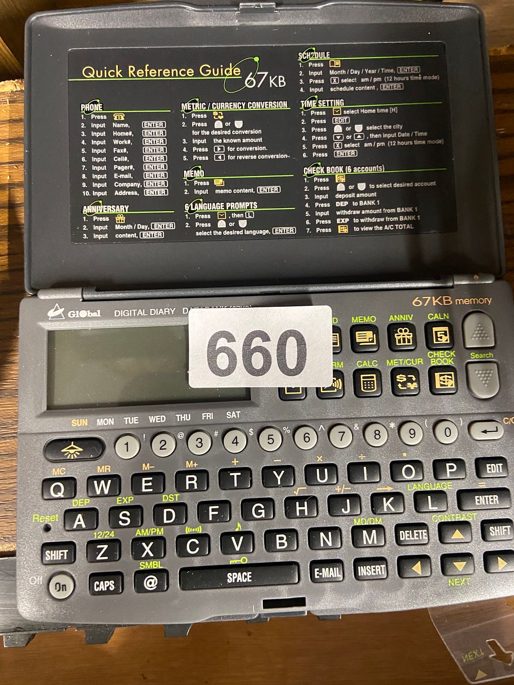 Lot 660: Global Digital Diary 67KB Memory Electronic Organizer