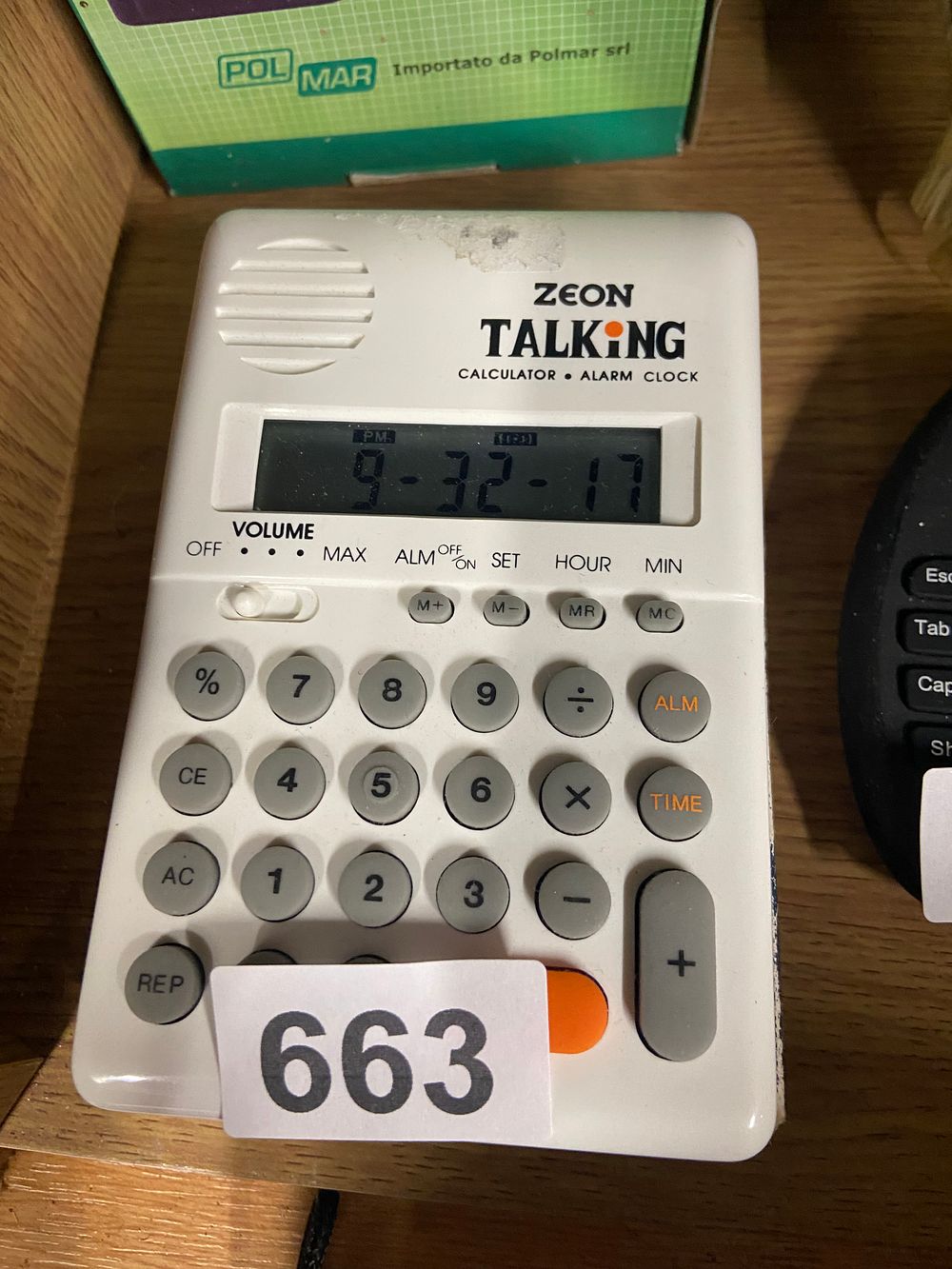 Lot 663: Zeon Talking Handheld Pocket Calculator Alarm Clock (Spanish...