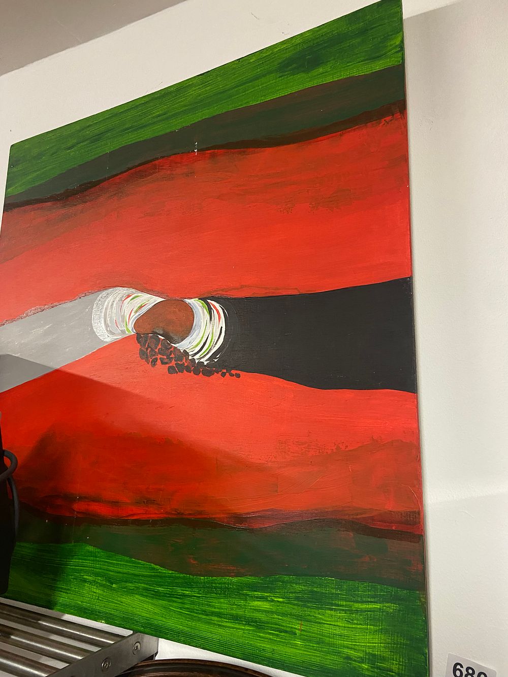 Lot 686: A Contemporary Semi-Abstract Painting, likely Acrylic or Oil...