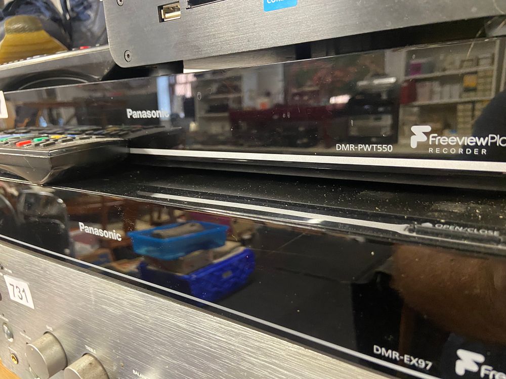 Lot 727: Panasonic DMR-PWT550 FreeviewPlay Recorder and Panasonic DMR-EX97 DVD/HDD...