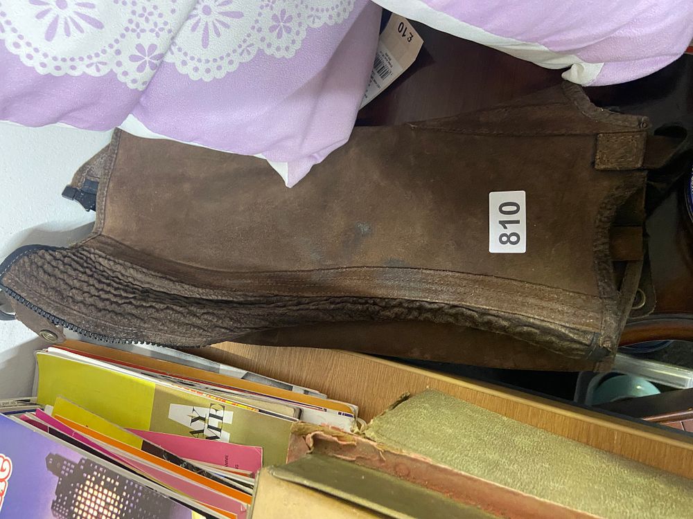 Lot 810: A Single Brown Suede Equestrian Half-Chap