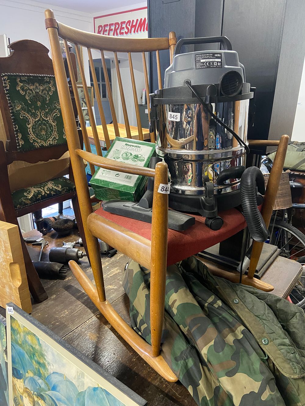 Lot 844: A Modern Spindle-Back Rocking Chair and Ozito Wet...