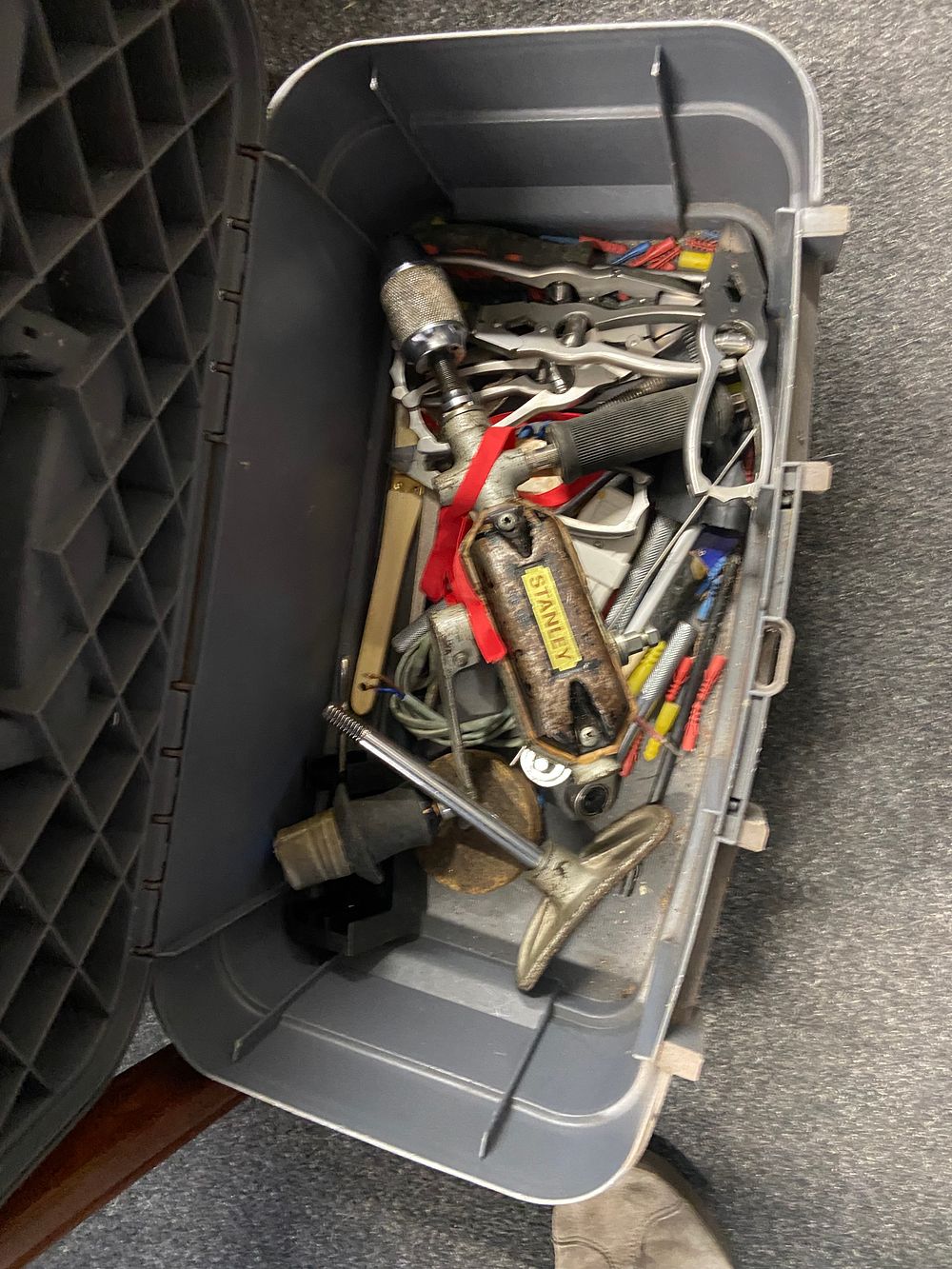 Lot 874: Assorted Used Hand Tools in a Grey Plastic...