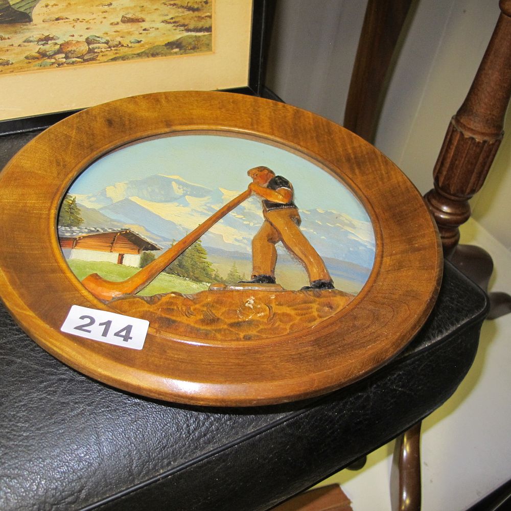 Lot 214: ANRI 'Christmas Day 1973' Carved Wooden Alpine Horn...