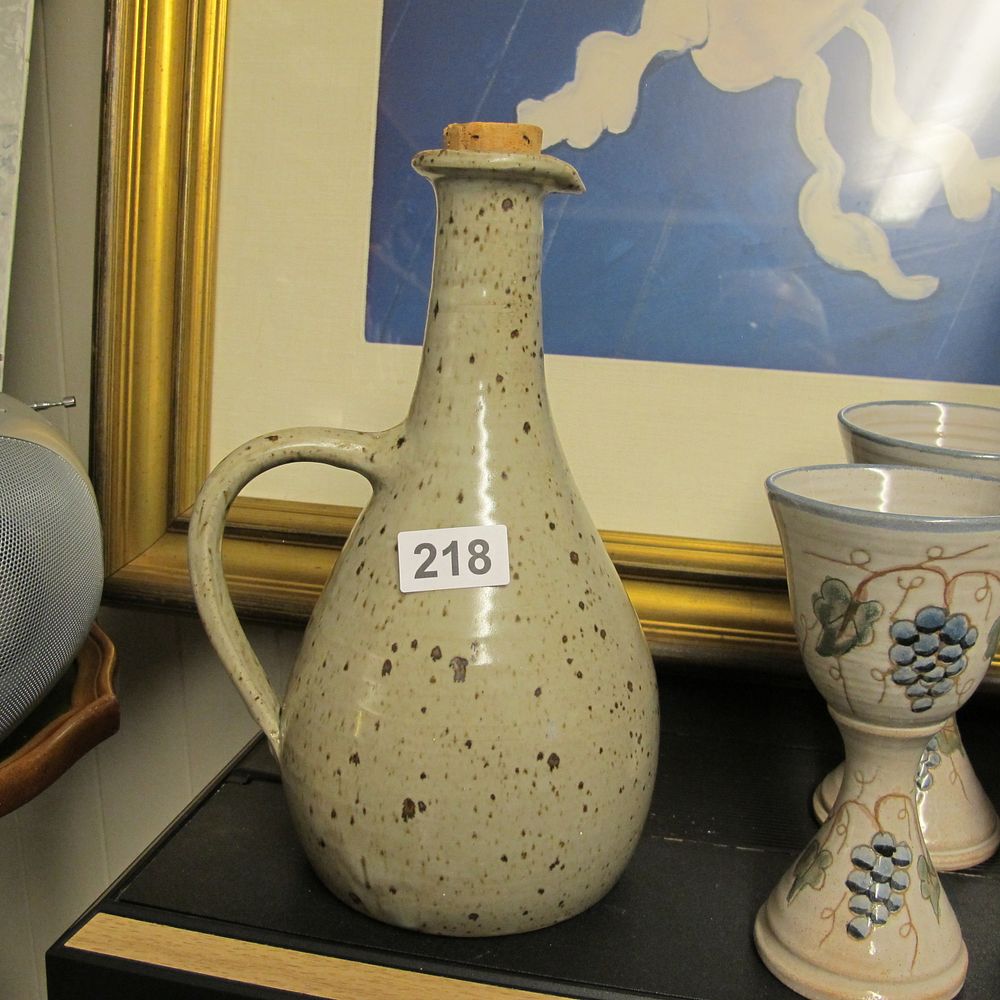 Lot 218: A Vintage Studio Pottery Speckled Stoneware Jug with...