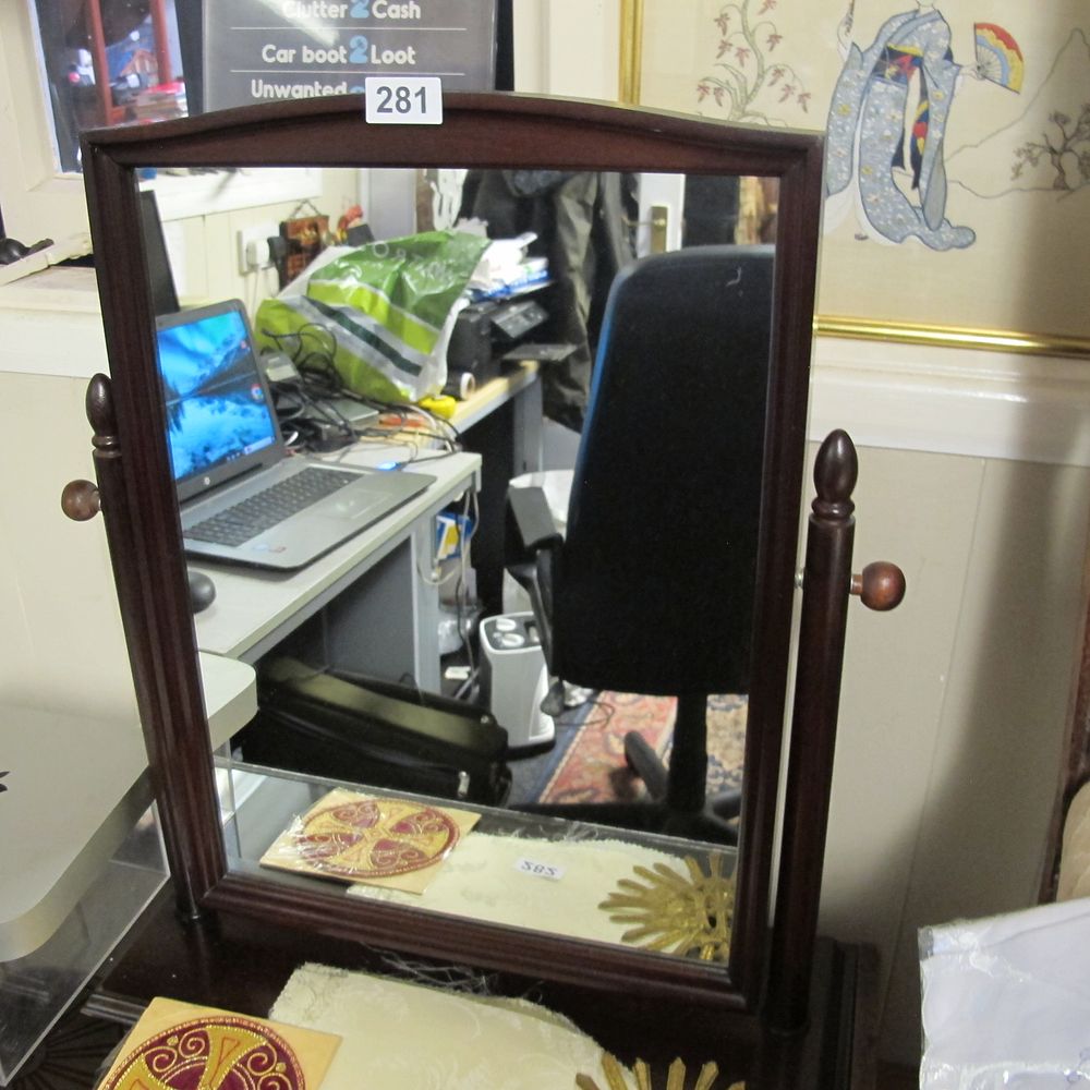 Lot 281: A Traditional Mahogany Swivel Dressing Table Mirror
