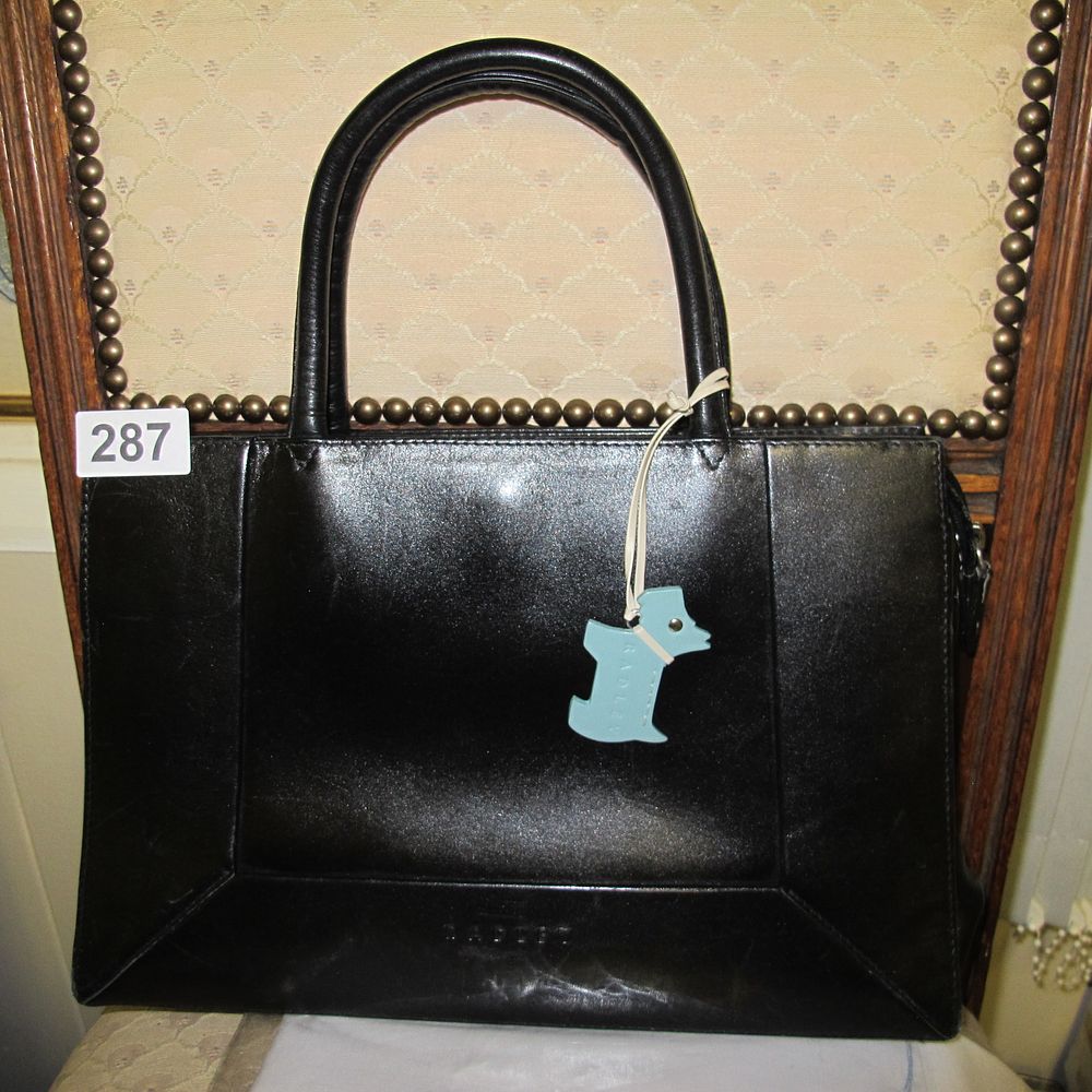 Lot 287: Radley London Black Leather Handbag with Scottie Dog...