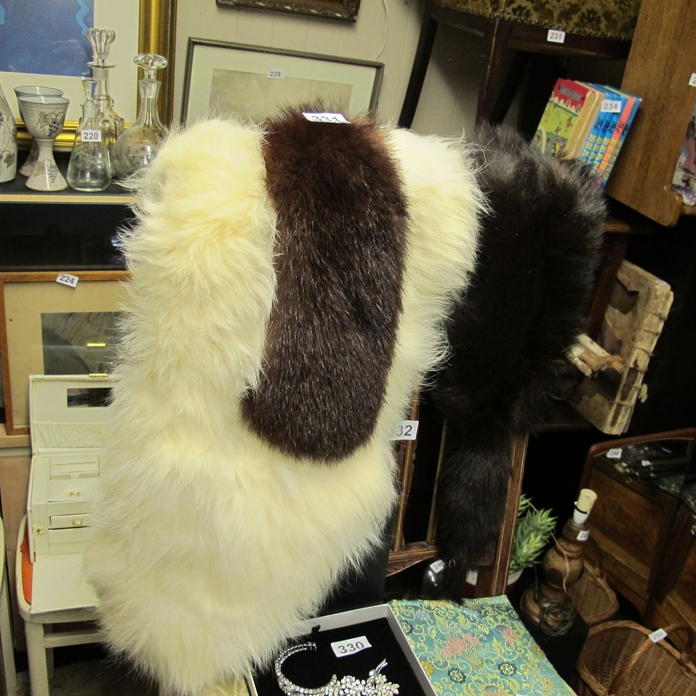 Lot 331: An Icelandic Sheepskin Two-Tone Striped Fur Stole