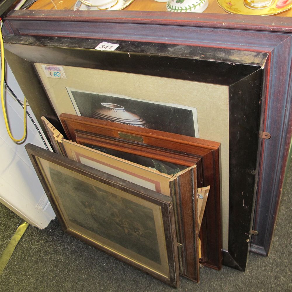Lot 341: A Group of Four Assorted Framed Prints and...