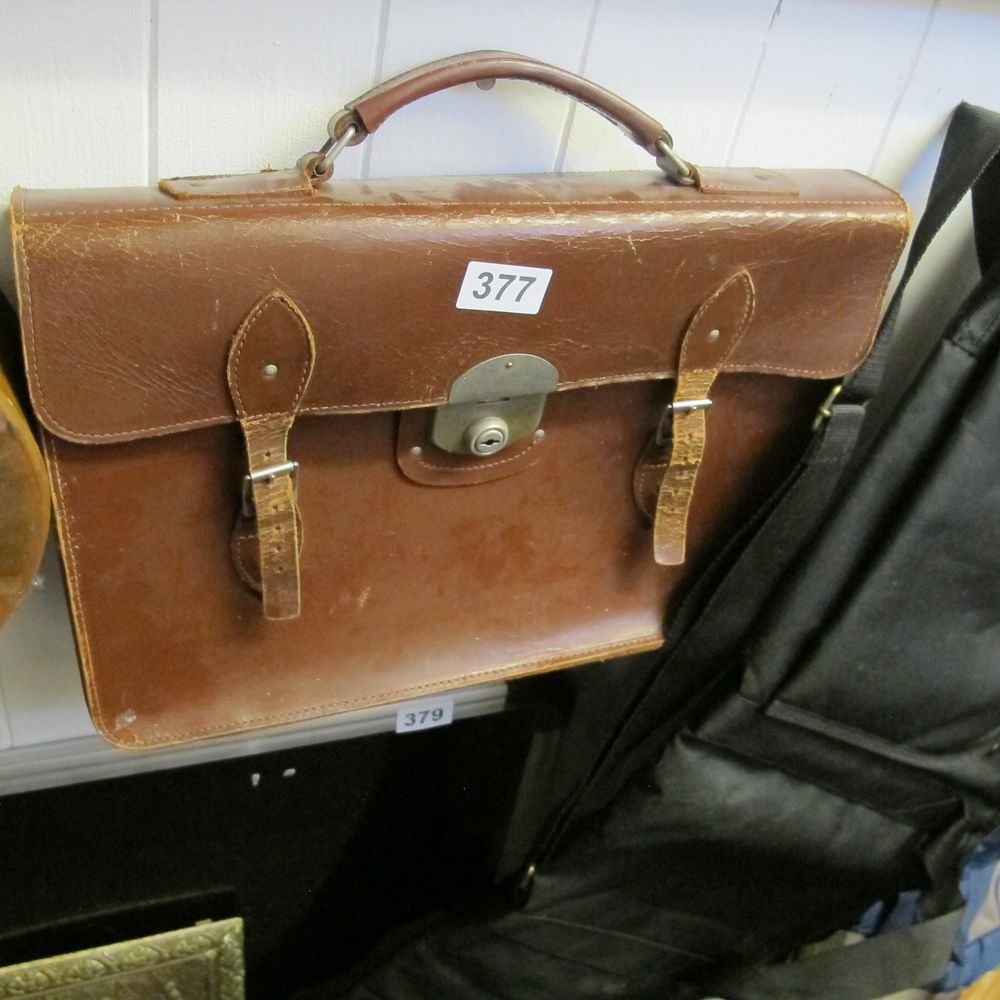 Lot 377: A Vintage Leather Briefcase, First Half 20th Century